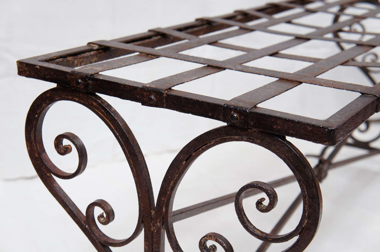 19th Century Antique Wrought-Iron/Marble Coffee Table
