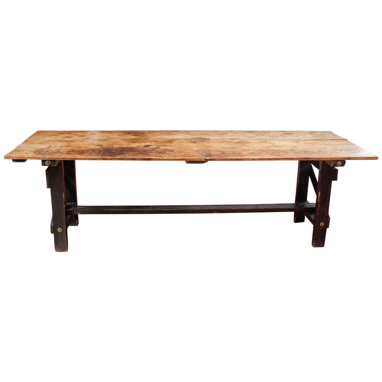Rustic Trestle Harvest Table at 1stdibs