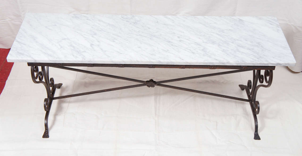 Antique WroughtIron/Marble Coffee Table at 1stDibs wrought iron and