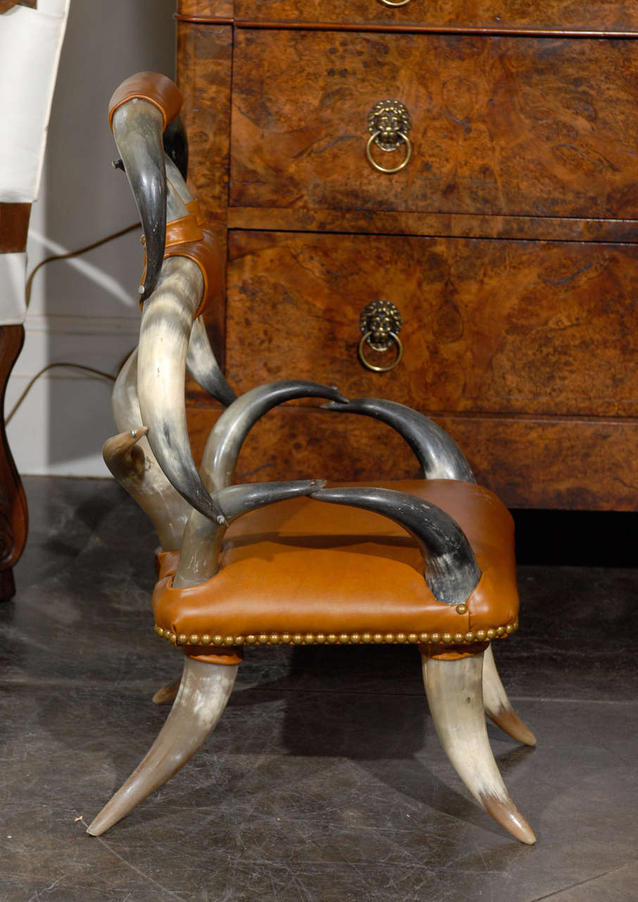 Child’s Steer Horn Chair with Leather Seat from the American West, circa 1910 2
