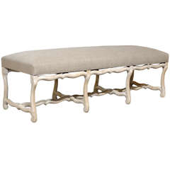Antique Long French Upholstered Bench