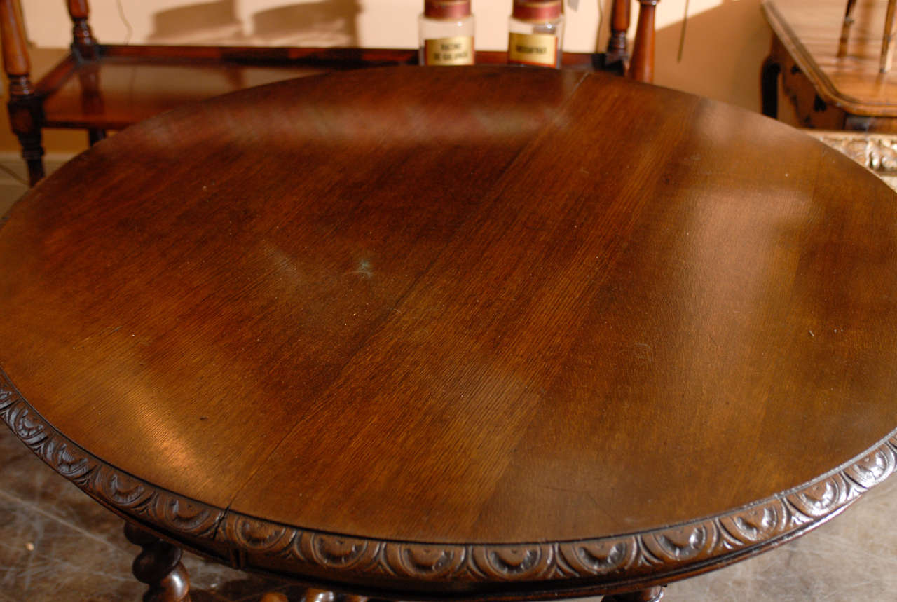 19th Century English Round Table with Barley Twist Legs