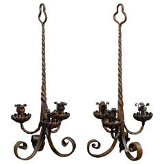 Pair of Iron Candelabras