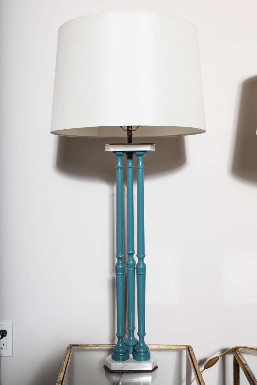Italian Pair of Spindle Table Lamps For Sale