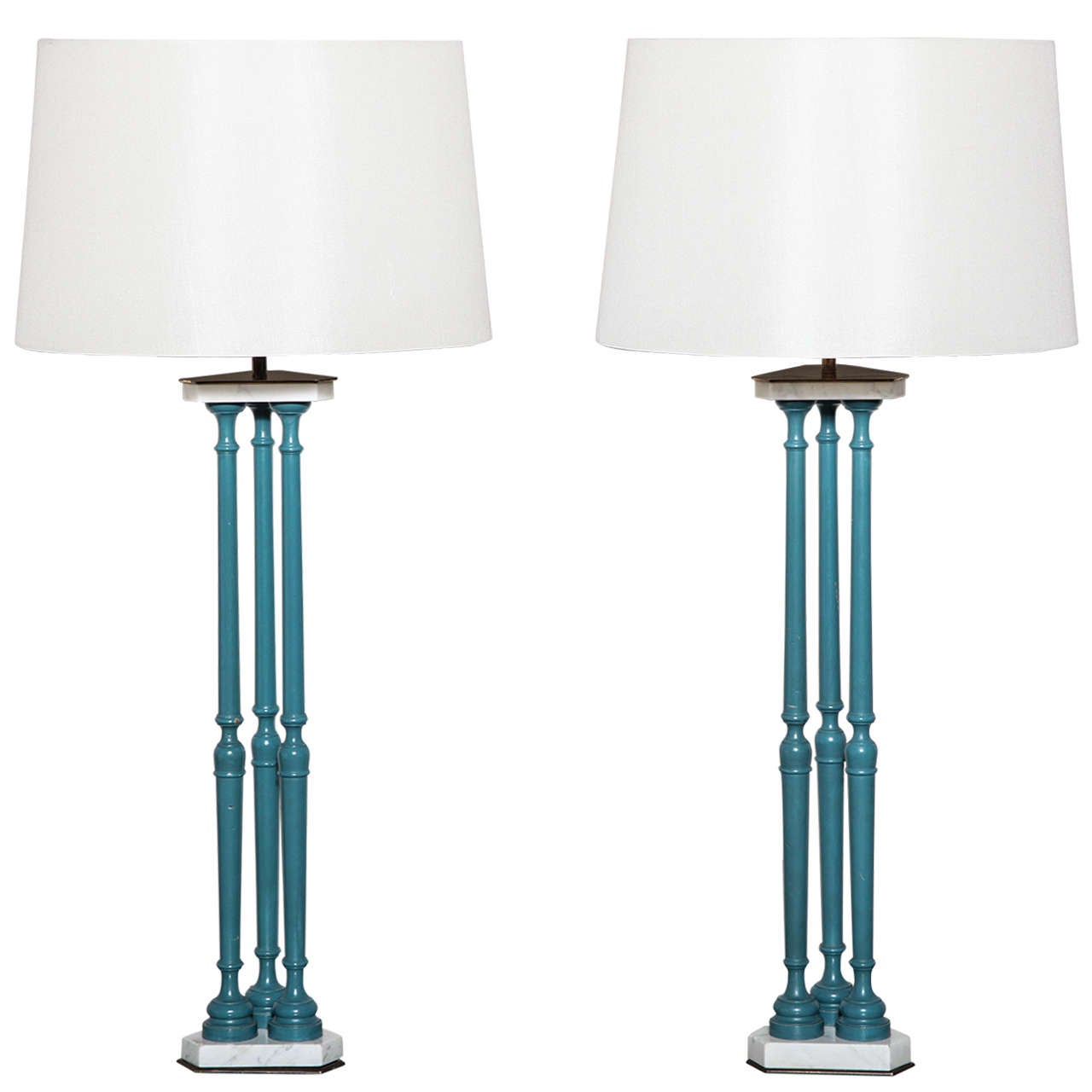Pair of Spindle Table Lamps For Sale
