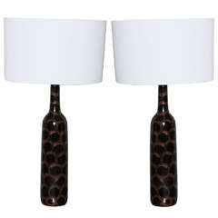 Pair of Geometric Design Ceramic Table Lamps