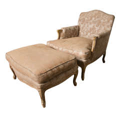 French Louis XV Style Armchair and Stool 12