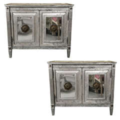 Pair of Silver Leaf 
Mirrored Cabinets