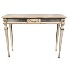 French Louis XIV Style Painted Console Table