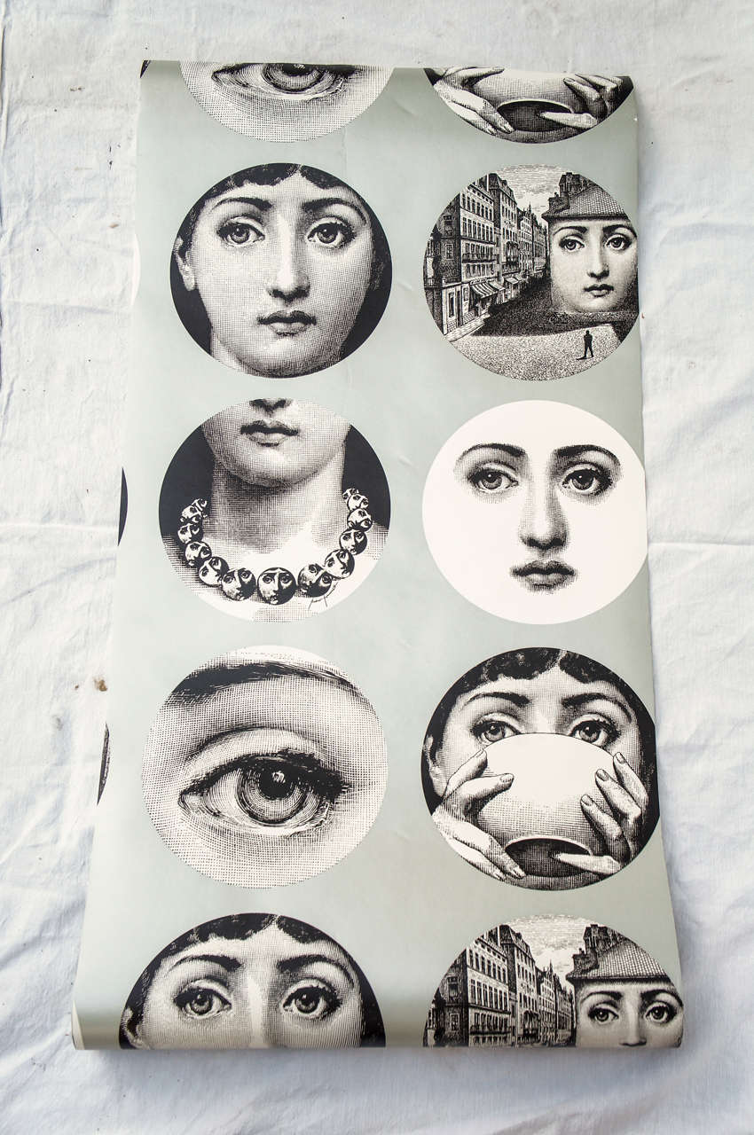 looking for a statement wall covering?
Can't get enough of the face of Juliaold rolls left of Fornasetti wallpaper. Background color is more of an off white, pictures show more of an opal color.
Price is per roll