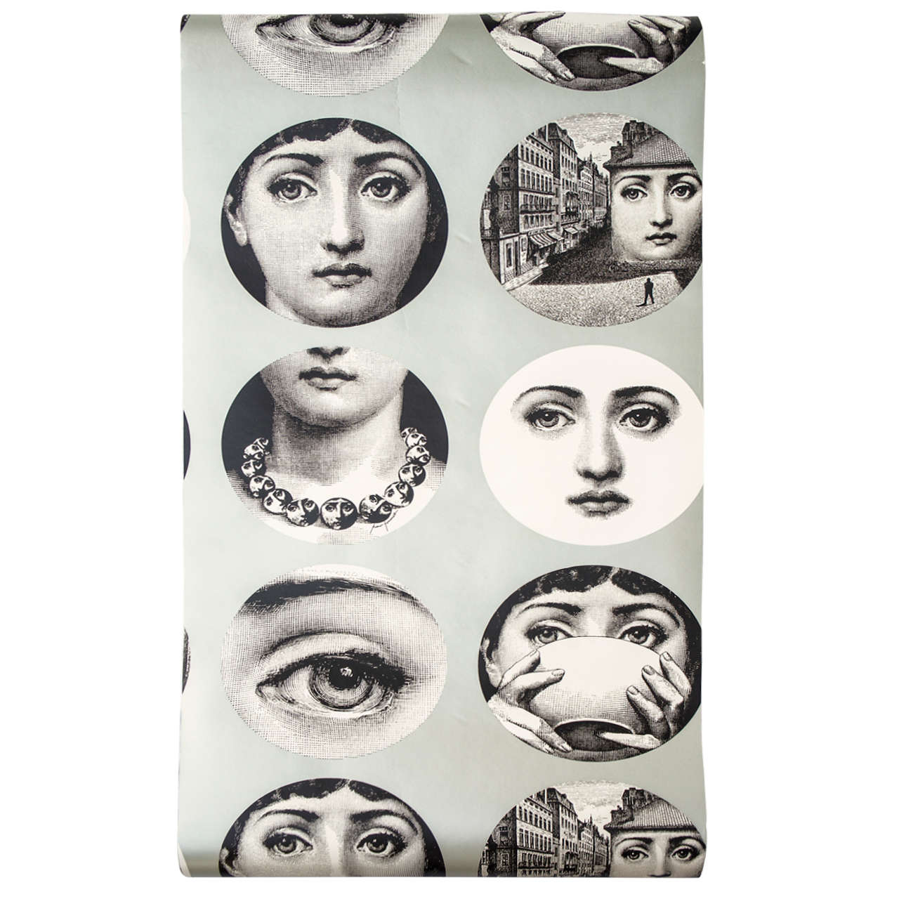 2 rolls of Discontinued Fornesetti Wallpaper at 1stDibs