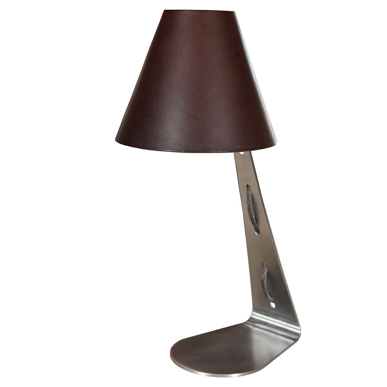Leather and Steel Table Lamp