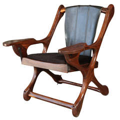 Rosewood & Leather Sling Chair Don Shoemaker