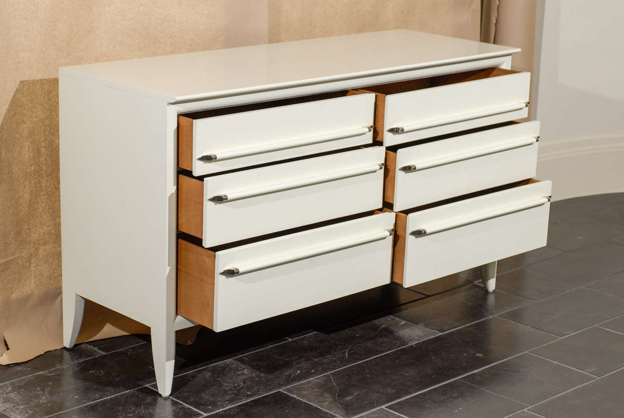 American Modern Willett Six (6) Drawer Chest in Cream Lacquer