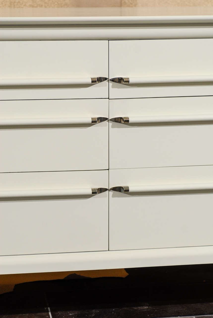 Wood Modern Willett Six (6) Drawer Chest in Cream Lacquer
