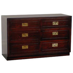 Vintage Henredon 6 Drawer Chest in Espresso Lacquer