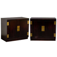 Superb Pair of Henredon Cabinets in Espresso Lacquer