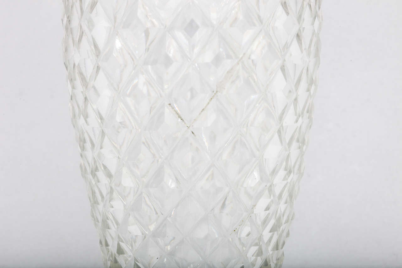 British Sterling Silver-Mounted Cut Crystal Vase