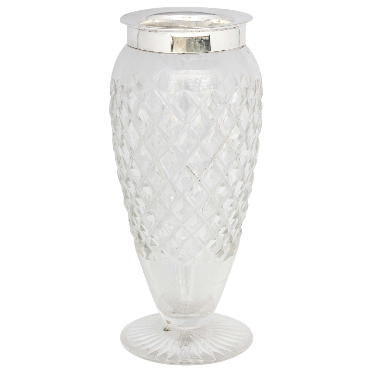 Sterling Silver-Mounted Cut Crystal Vase