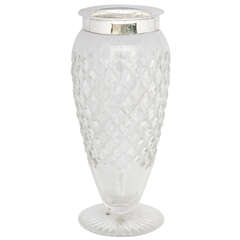 Sterling Silver-Mounted Cut Crystal Vase