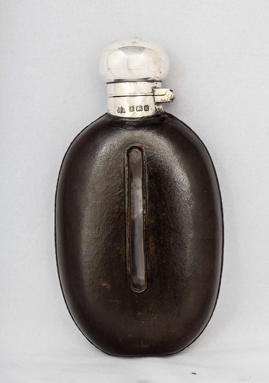 Sterling Silver-Mounted Glass Flask