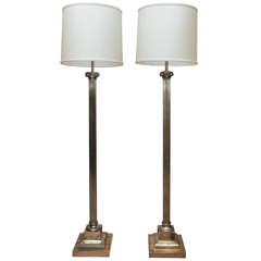 Pair Silverplate NeoClassical Floor Lamps