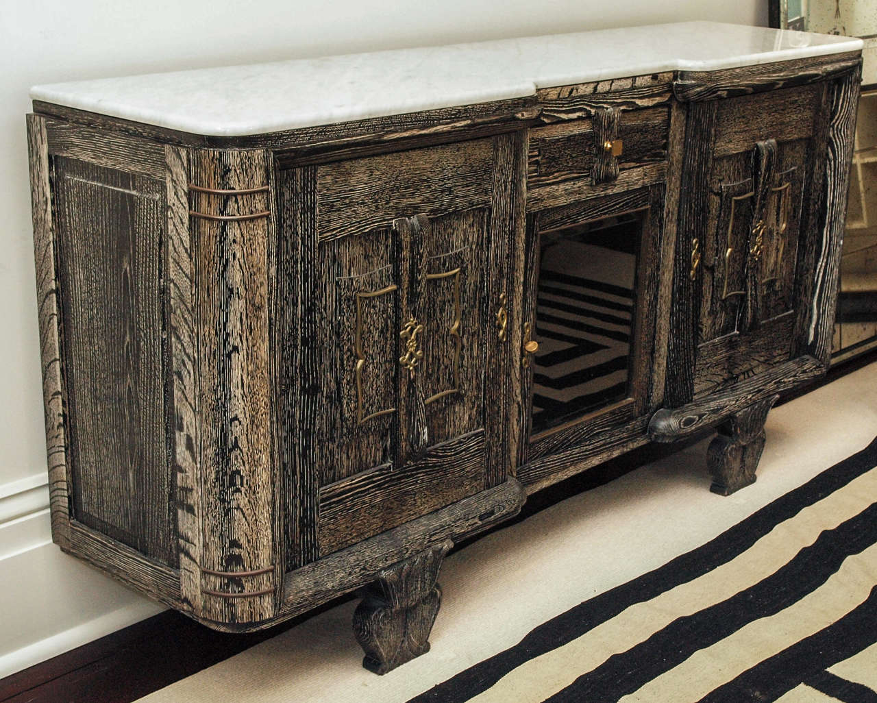 Credenza in Black Oak Ceruse Sideboard For Sale 4