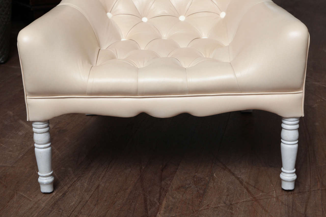 Leather Tufted Chair and Ottoman 4