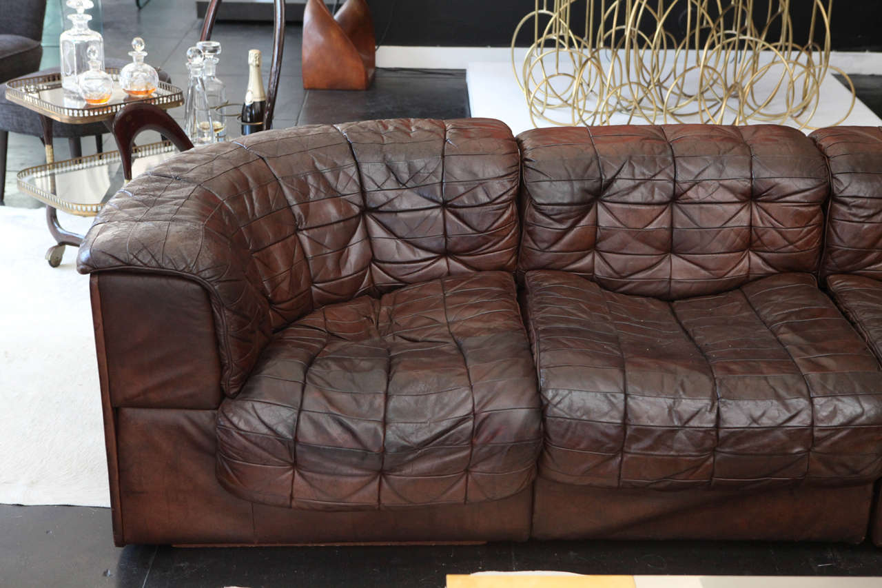 1970s Six-Piece Leather Sectional Sofa In Good Condition In Los Angeles, CA