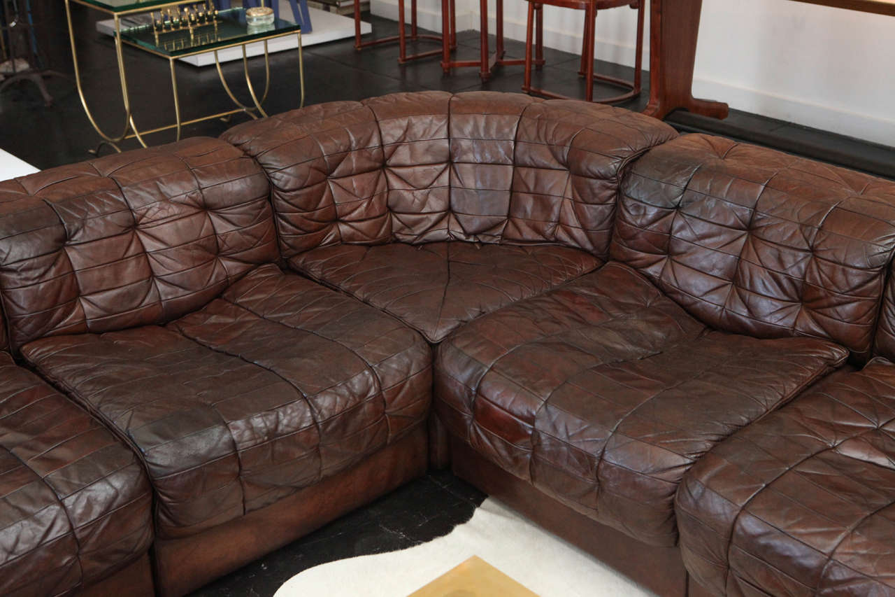Late 20th Century 1970s Six-Piece Leather Sectional Sofa