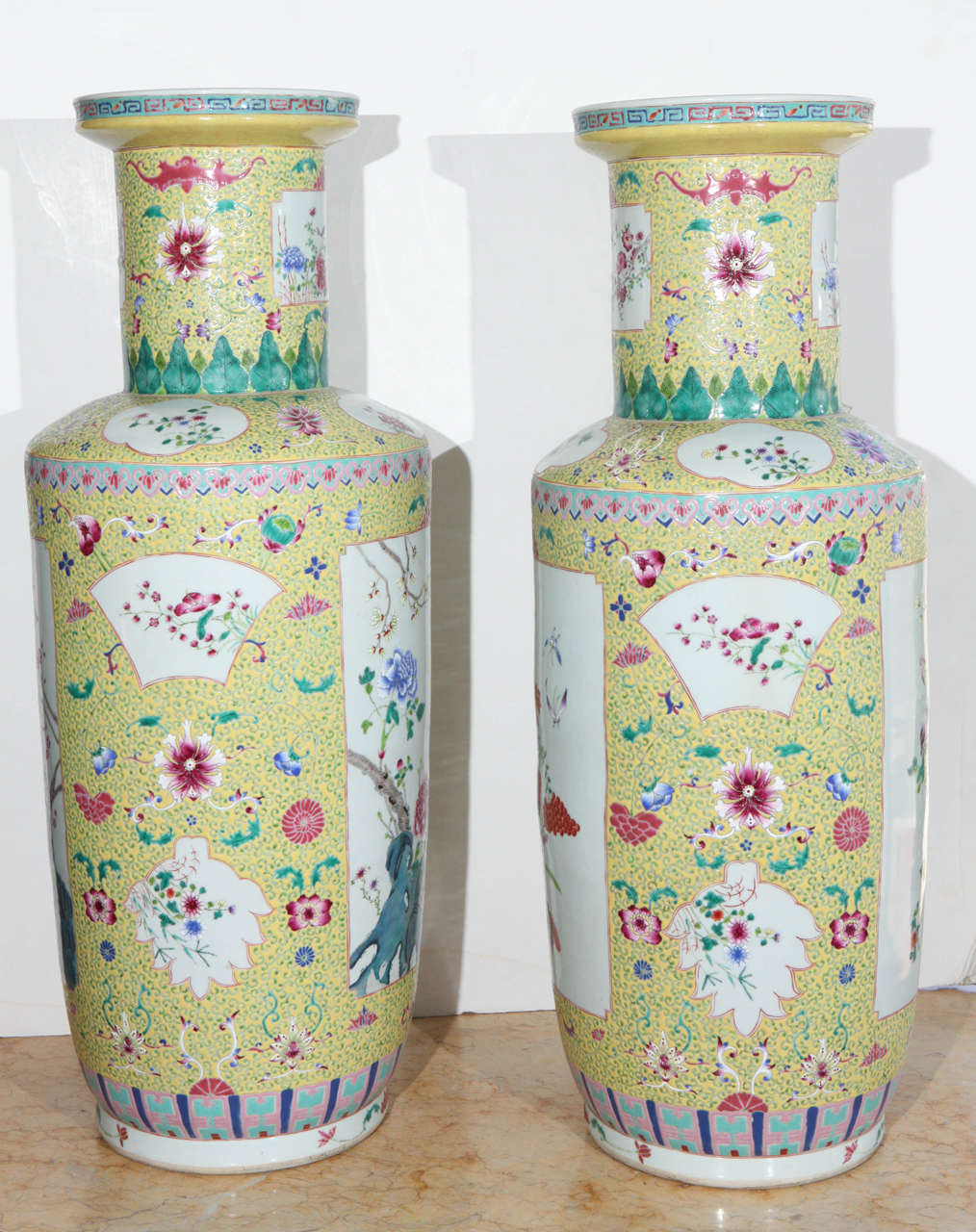 Pair of Famille Rose Style Urns 3