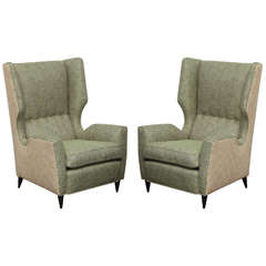 Fantastic Pair of High Back Wing Chairs