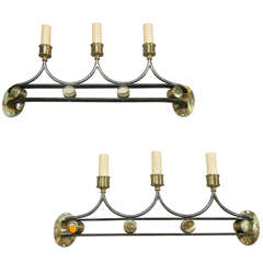 Pair of Brass and Iron Art Deco Sconces