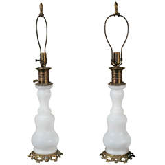 Pair of French Opaline Table Lamps 1