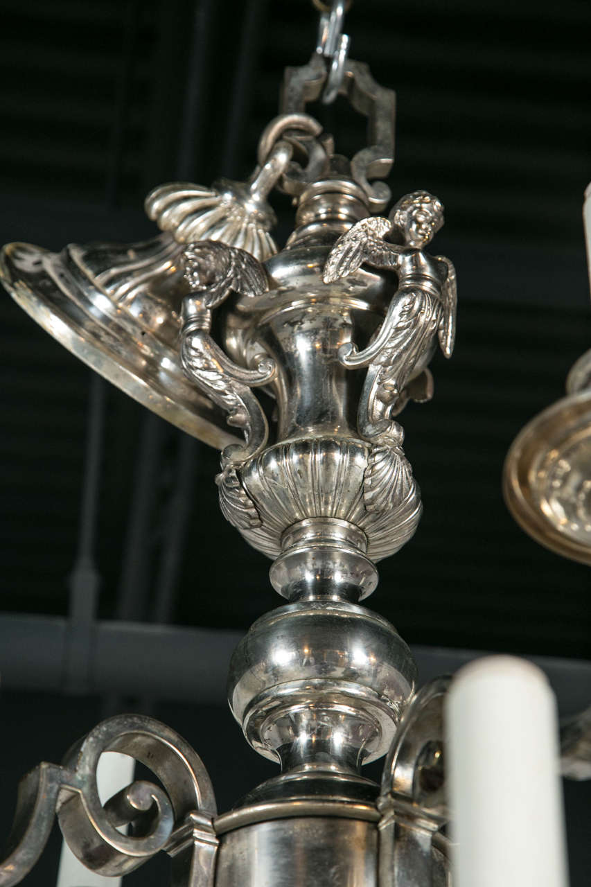 20th Century Pair of Silver Plated Caldwell Chandeliers For Sale