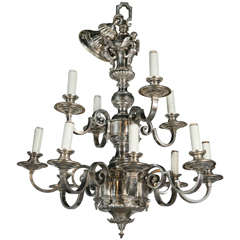 Pair of Silver Plated Caldwell Chandeliers