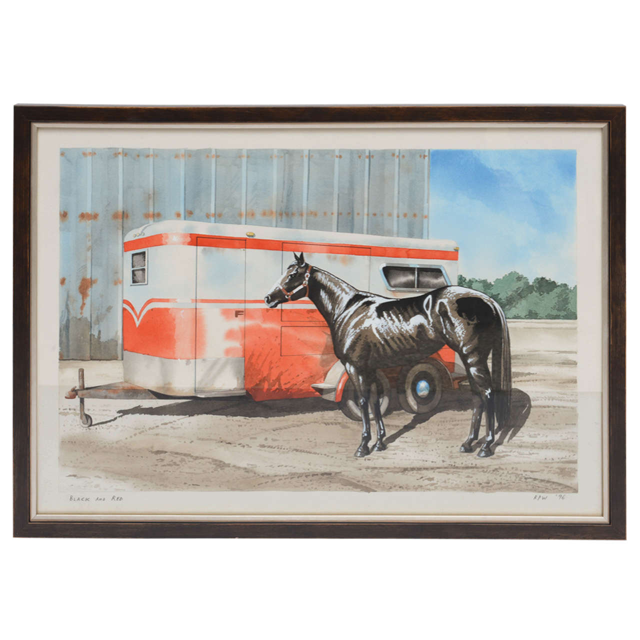 "Black & Red, " Watercolor by Robert P. Waddington For Sale