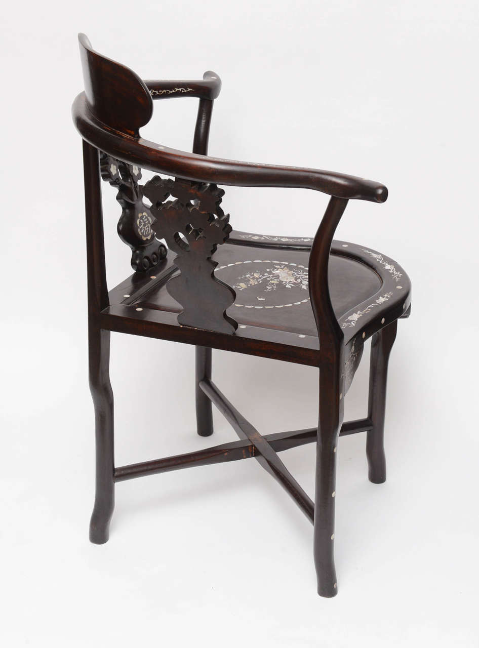 Pair of Chinese Inlaid Armchairs, 20th Century 2