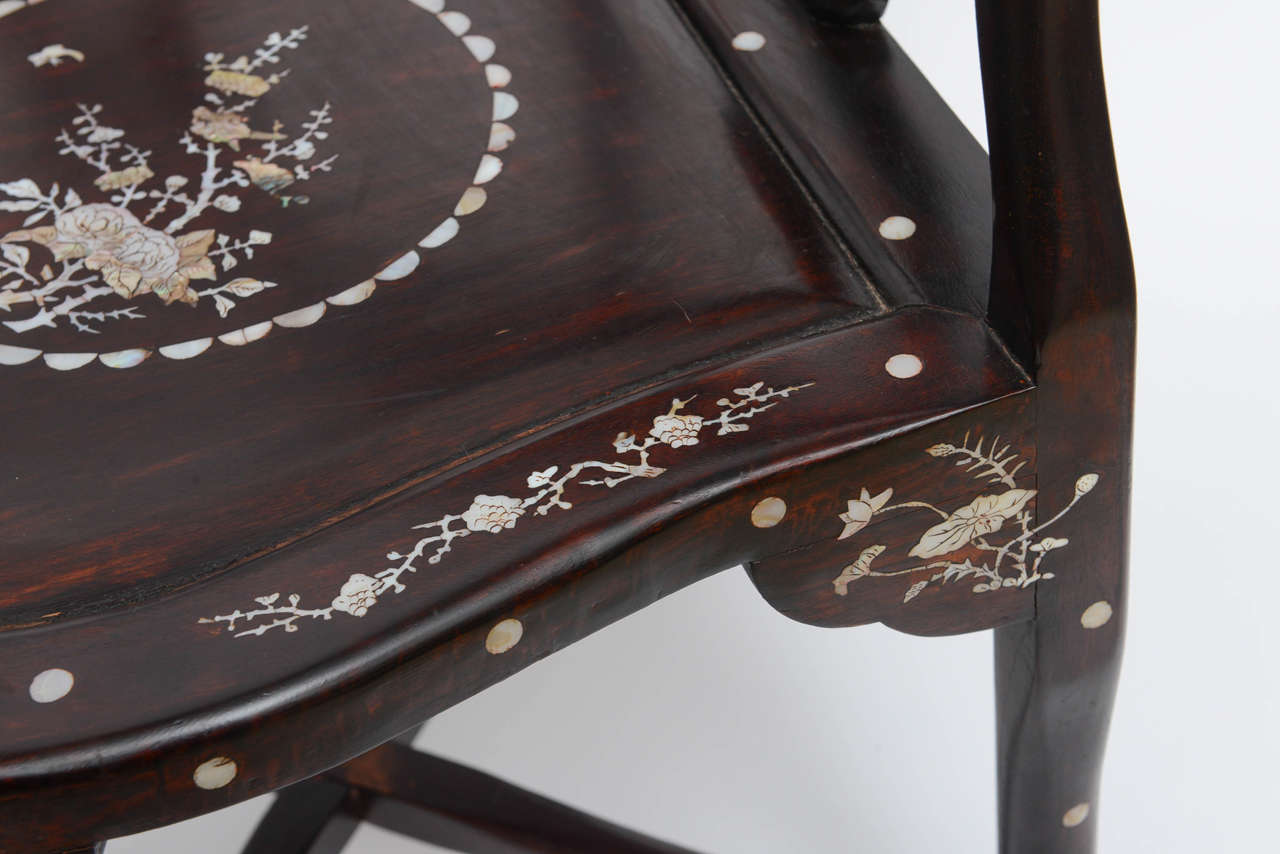 Pair of Chinese Inlaid Armchairs, 20th Century 4