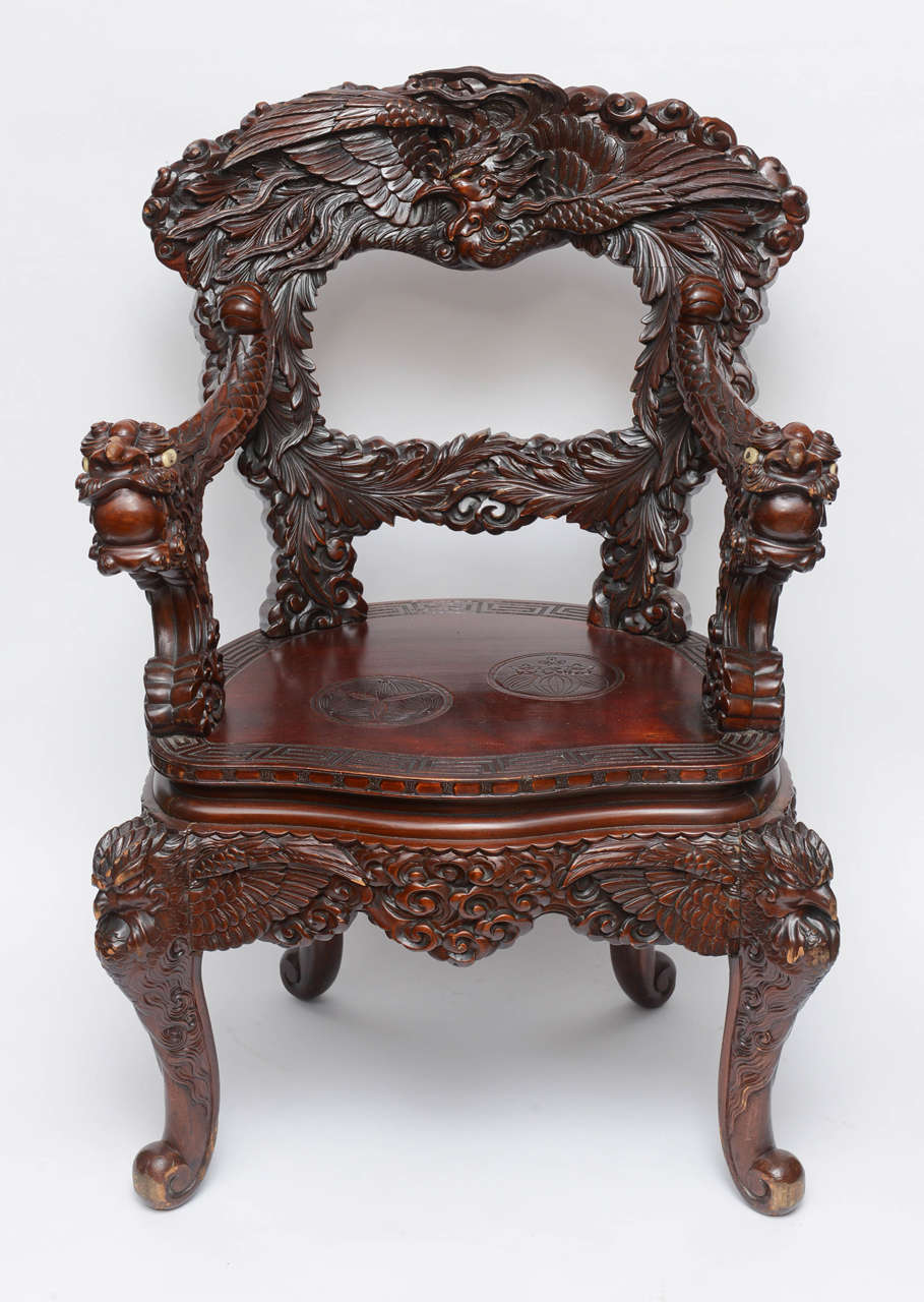 Chinese Rosewood Palace Throne Armchair, 20th Century