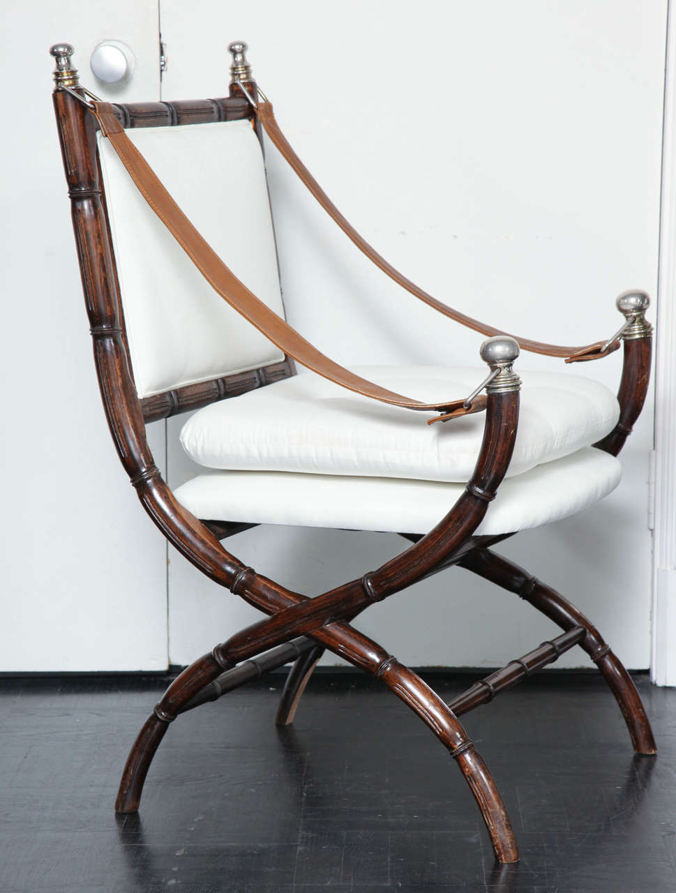 Leather Midcentury Rosewood Sling Chair For Sale