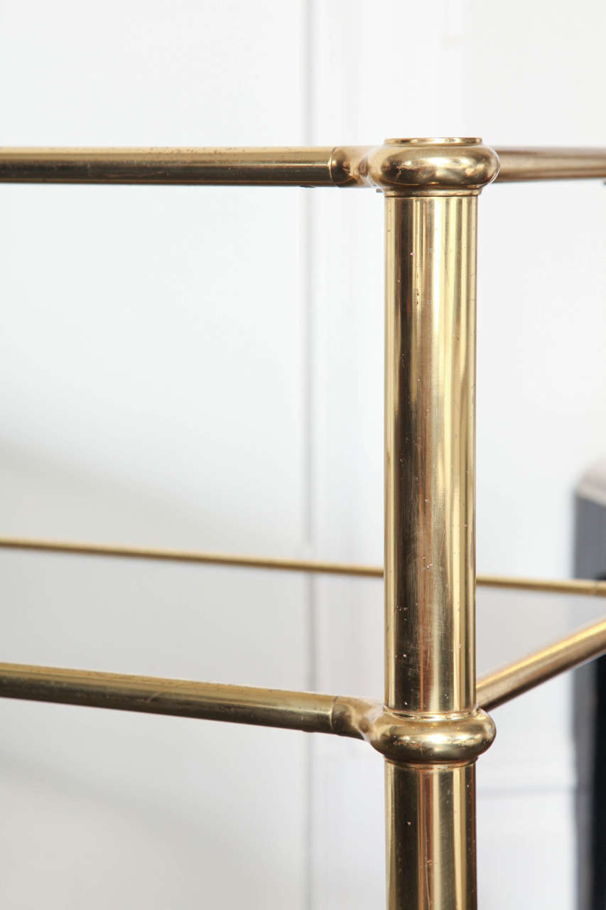 Mid-20th Century Polished Gilt Brass and Smoked Glass, Two-Tier Console Table For Sale 3