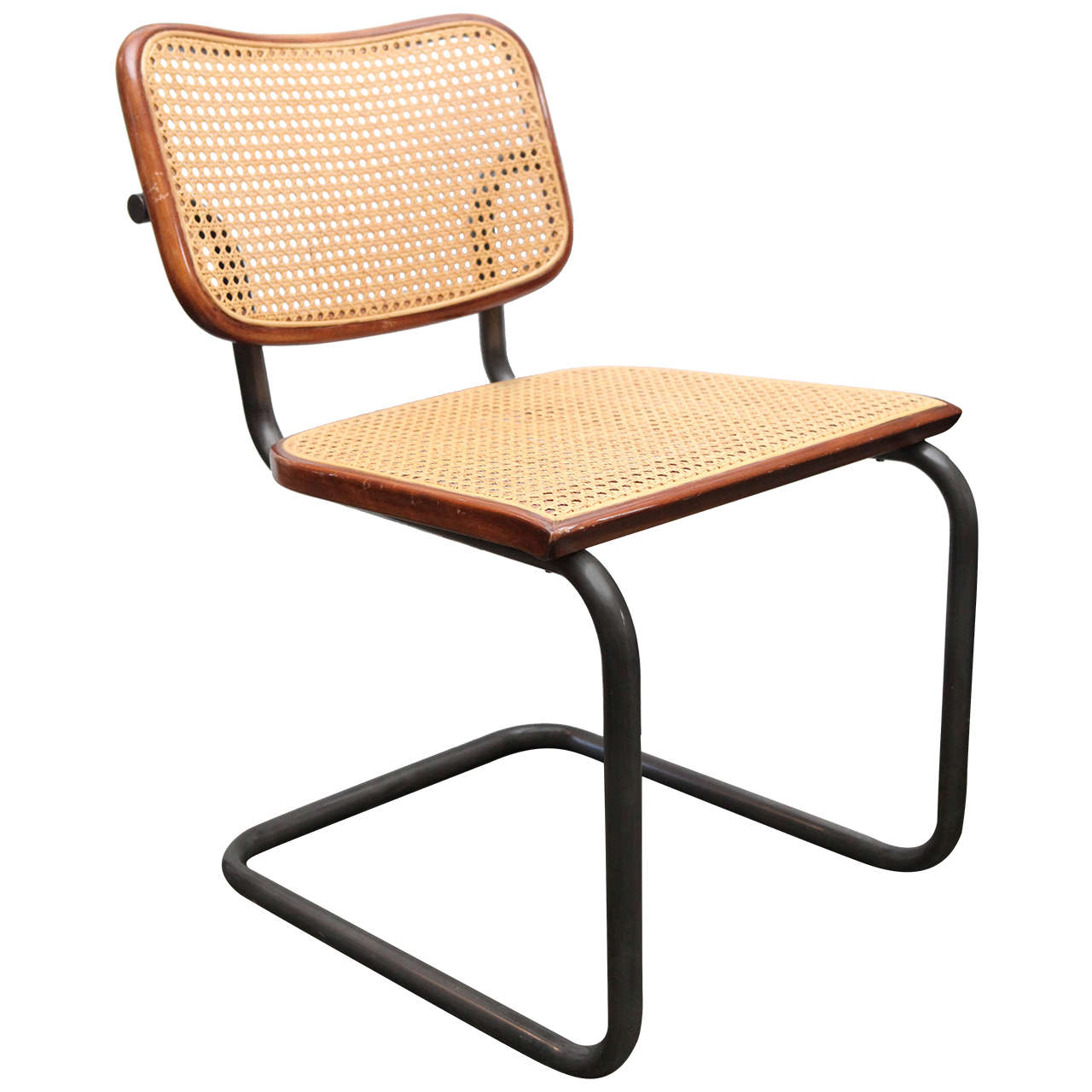 Set of Four Vintage Caned Metal Chairs For Sale at 1stdibs