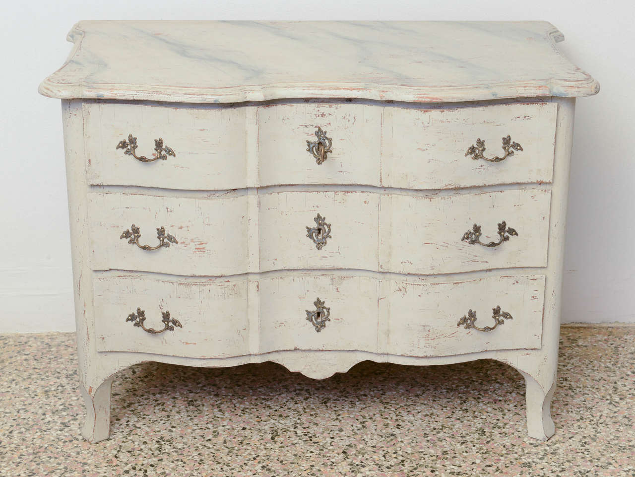 Painted 18th Century Antique Swedish Period Baroque Chest Late 18th Century For Sale