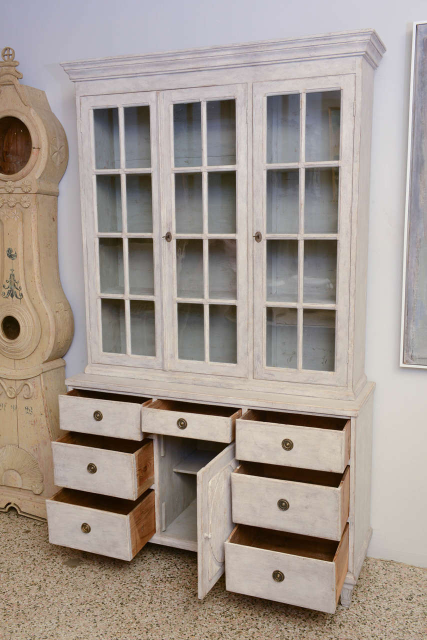 19th Century Unusual Antique, Late Gustavian Glass Cabinet 1