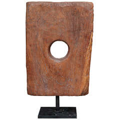 Teak Wood Tile Sculpture on Stand 1