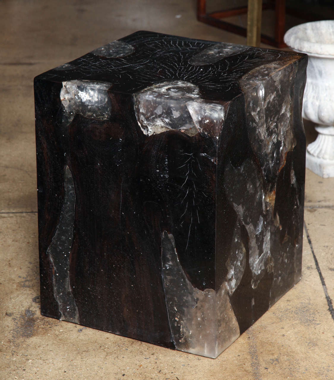 Teak and Resin Cube Table at 1stDibs