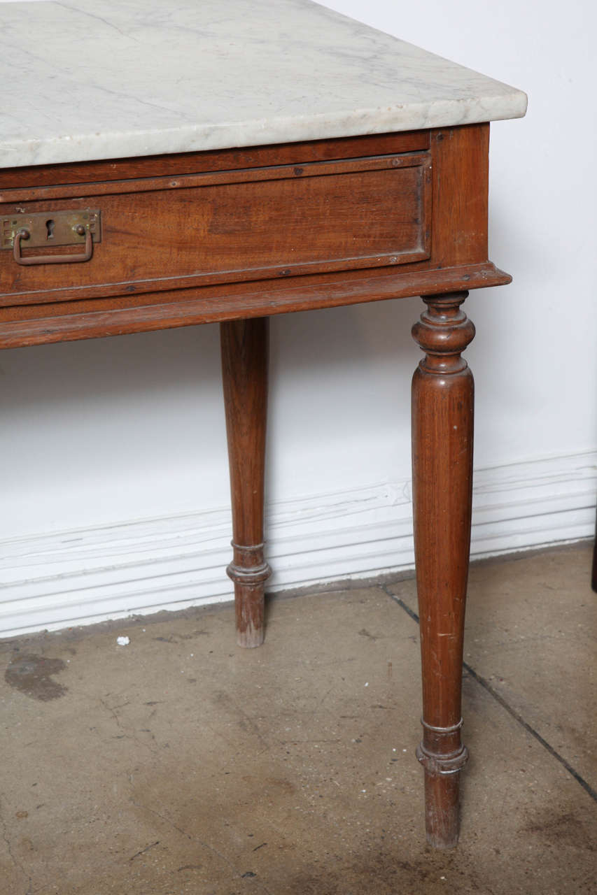 Marble Top Table with Drawer For Sale at 1stDibs