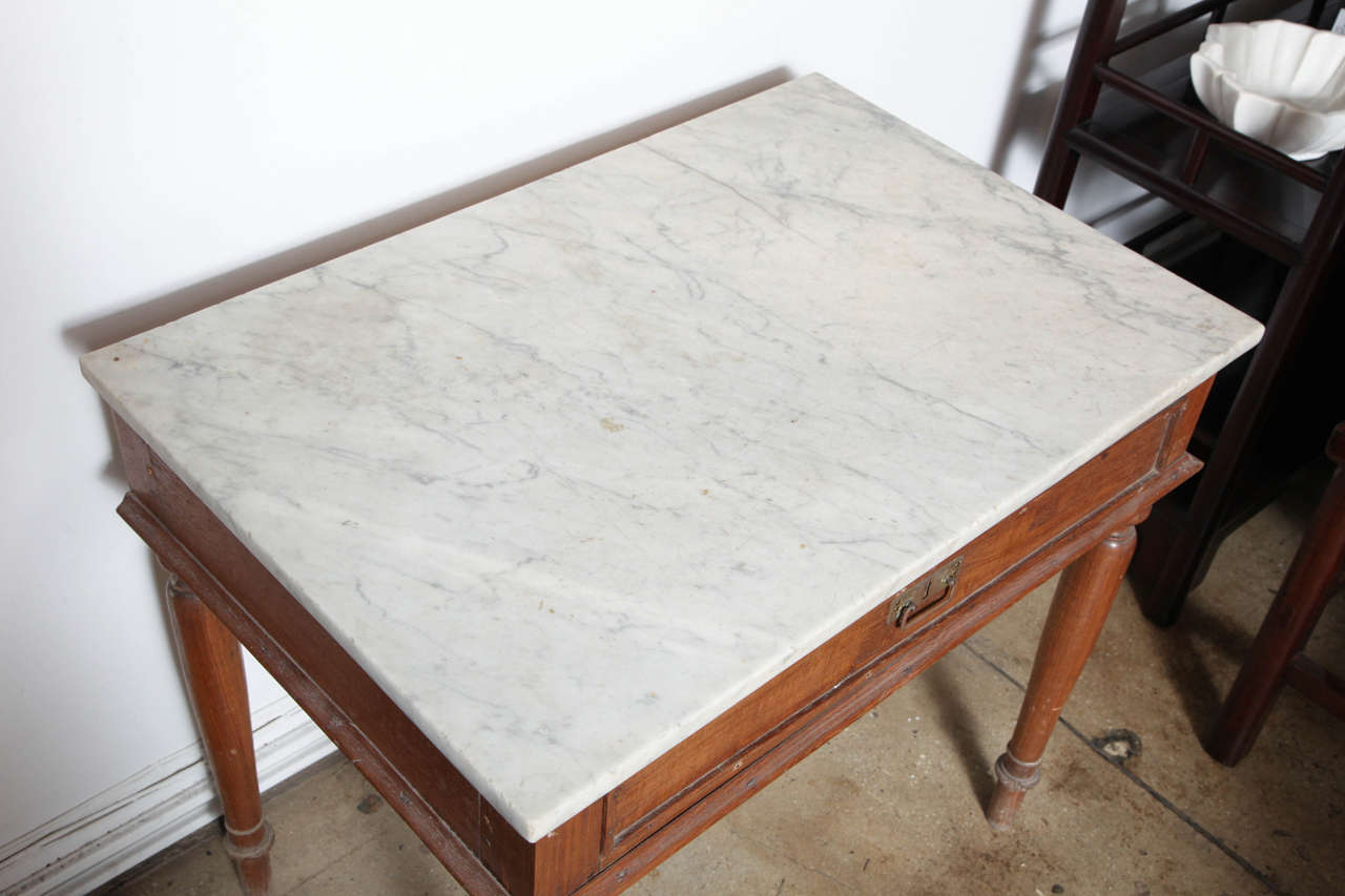Marble Top Table with Drawer For Sale at 1stDibs