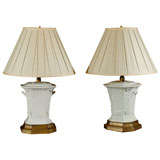 Pair 19th Century Blanc de Chine Chinese Bough Potts as Lamps